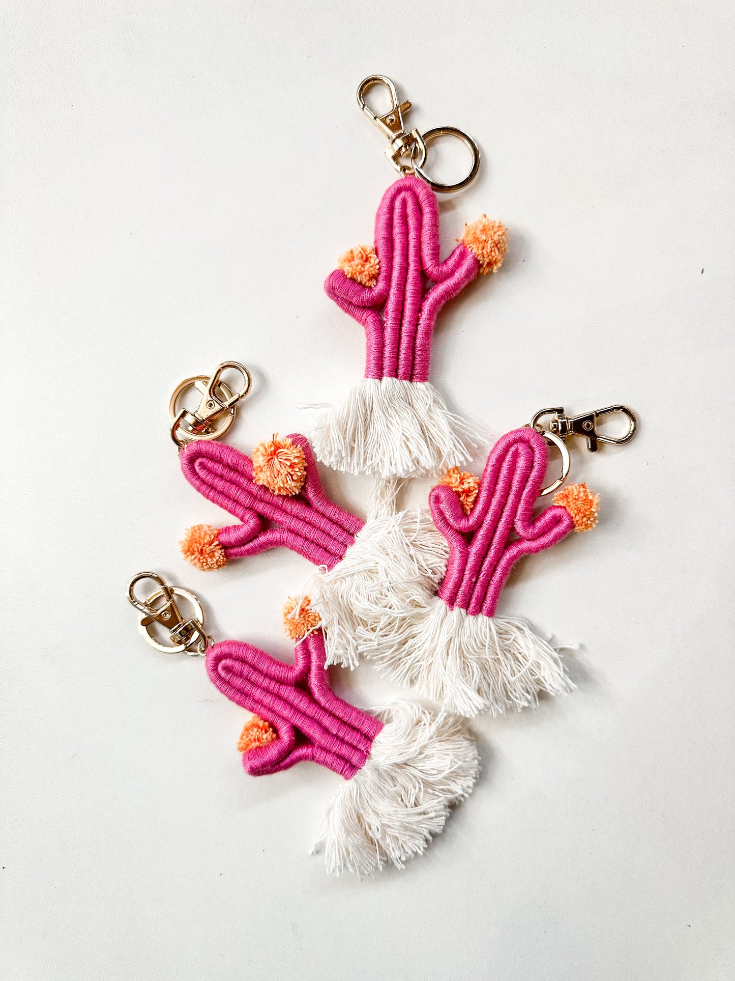 Boho Pink Cactus Keychain