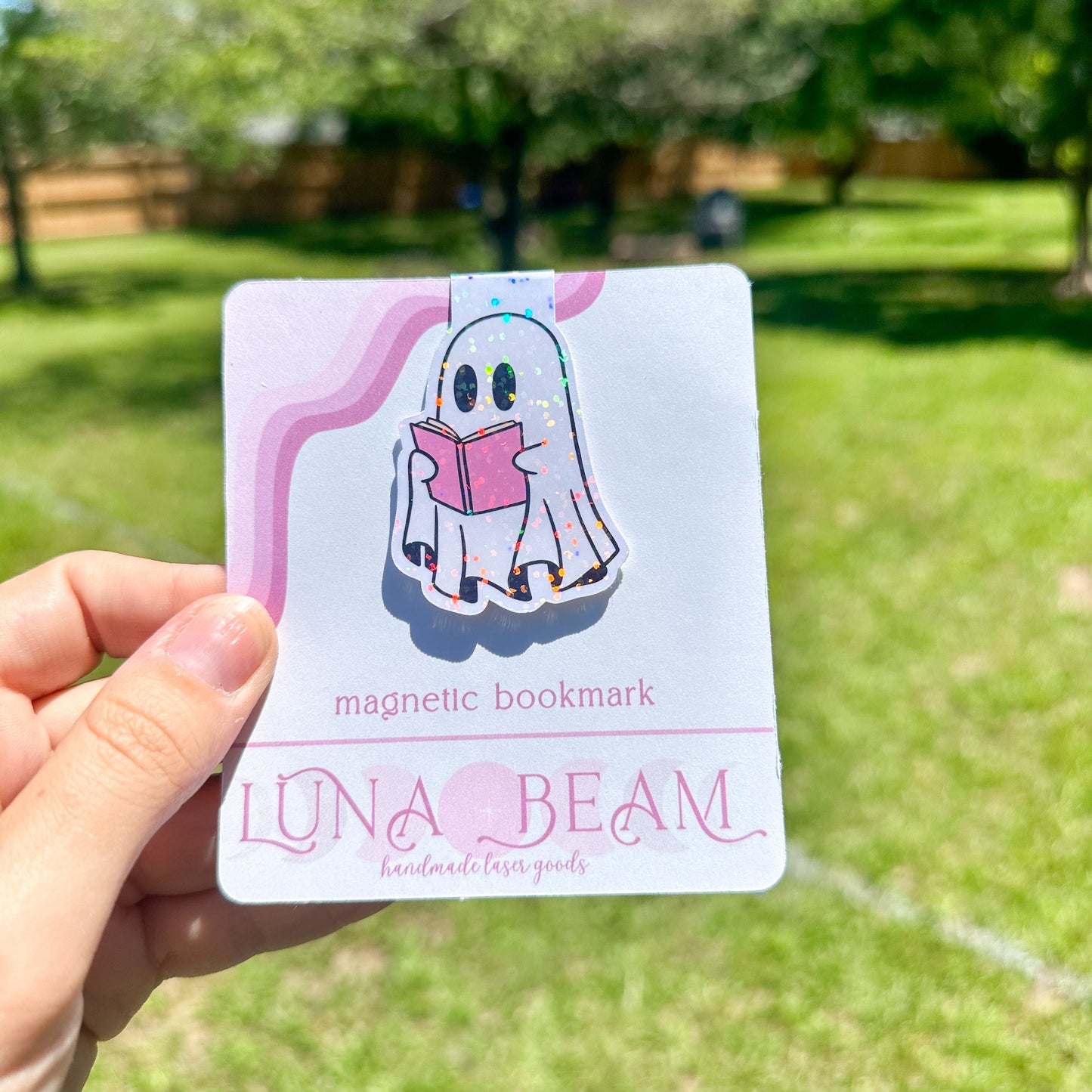 Cute Reading Ghost Magnetic Bookmark Luna Beam Creations