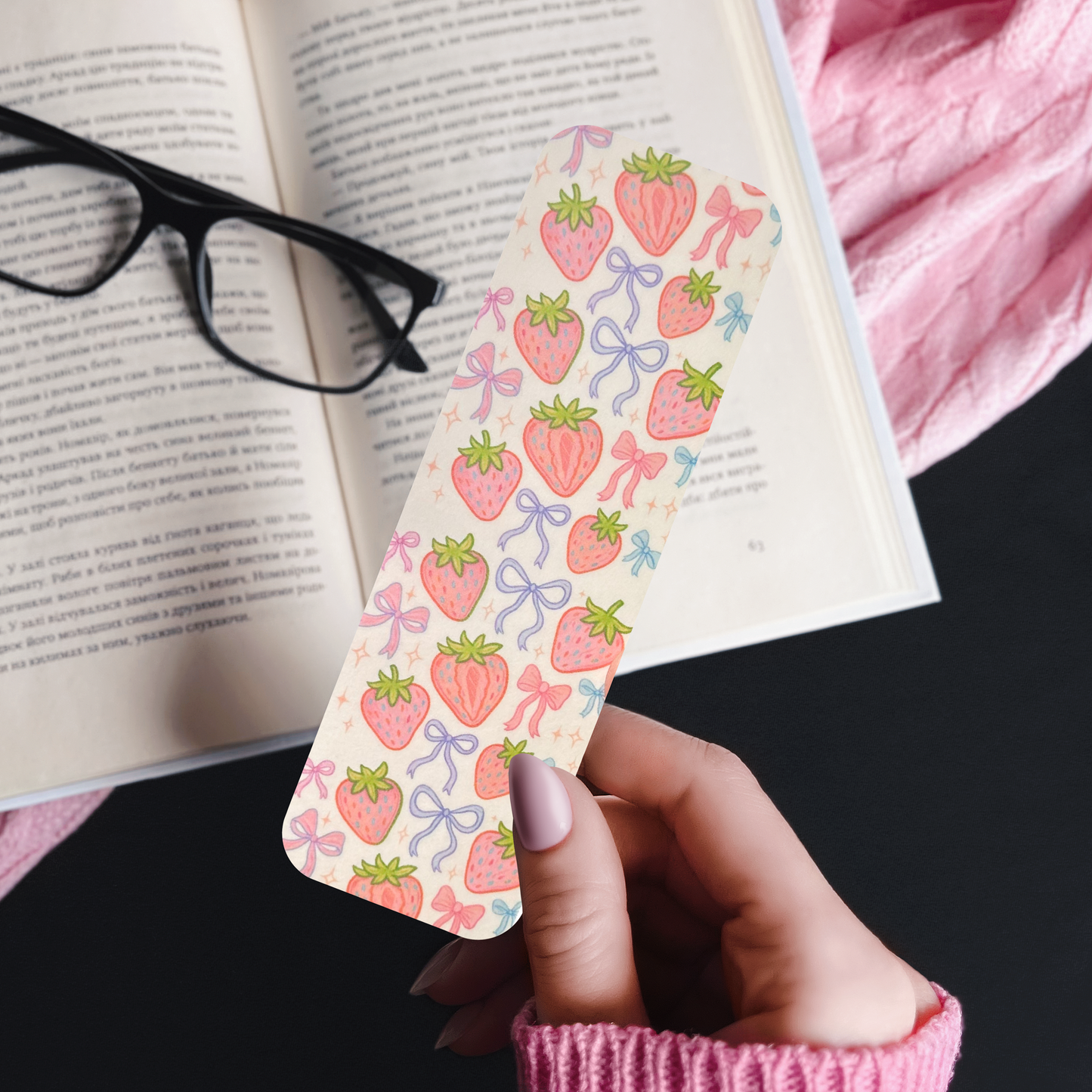 Strawberry Double Sided Bookmark