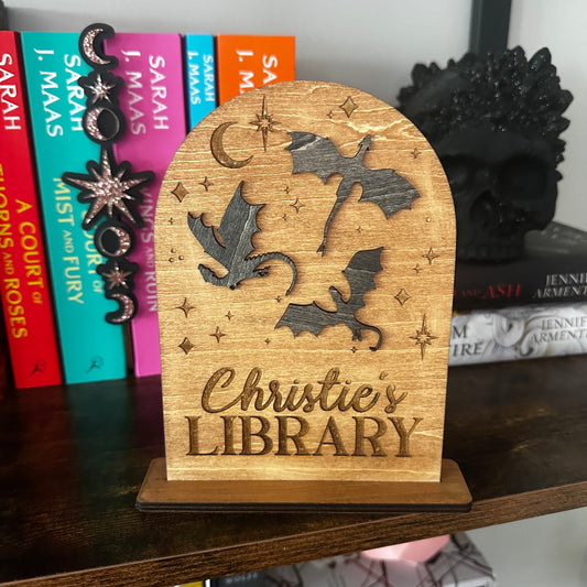 Custom Dragon Library Sign