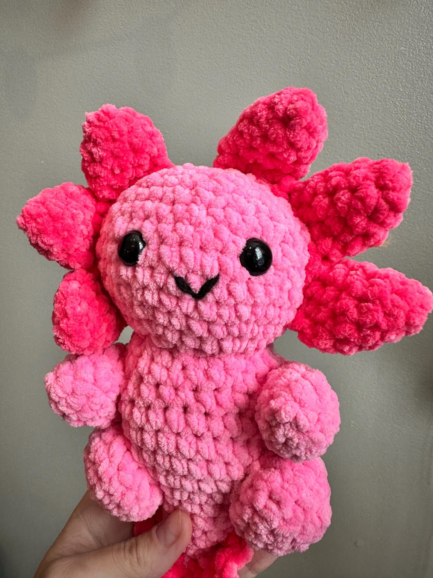 Hand Stitched Pink Axolotl Crochet Plushie