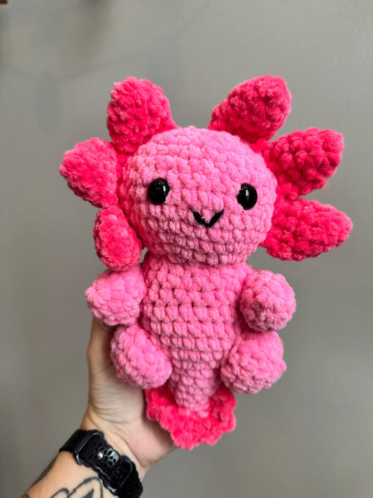 Hand Stitched Pink Axolotl Crochet Plushie