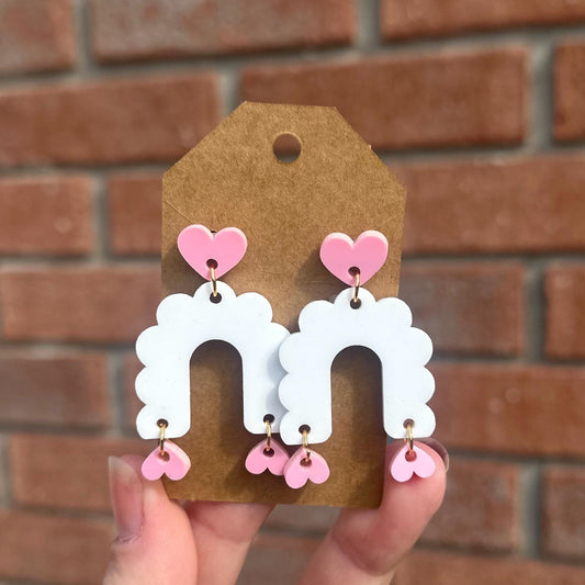 Scalloped Heart Dangle Earrings