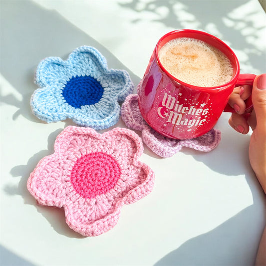 Crochet Flower Mug Rug Coasters