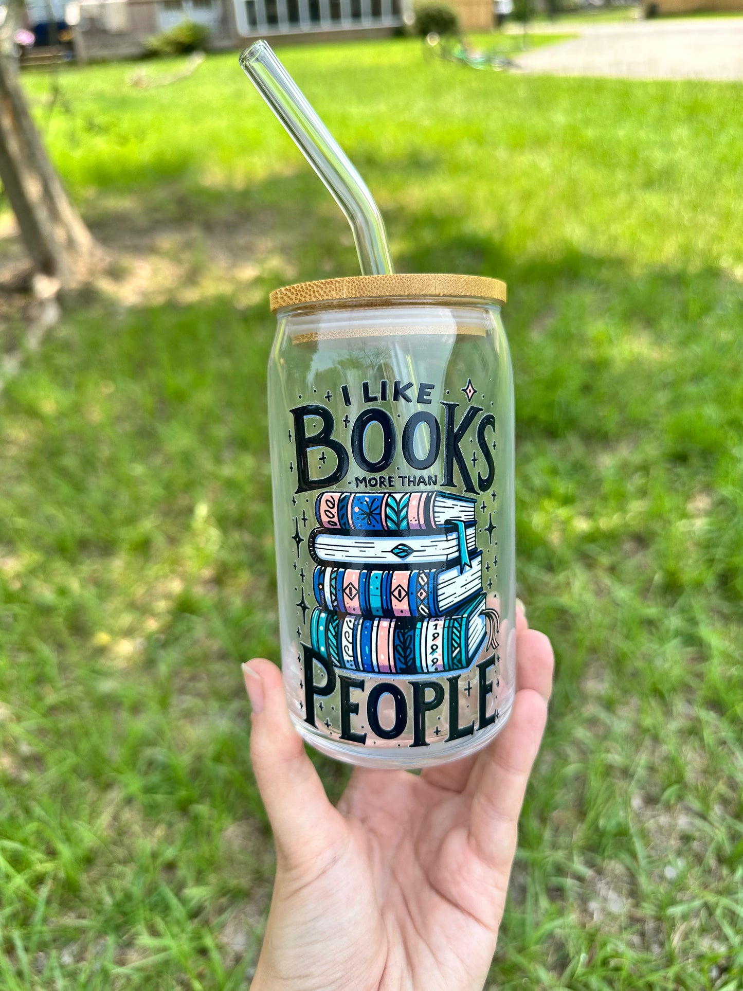 I Like Books More than People Glass
