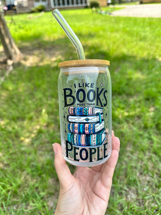 I Like Books More than People Glass