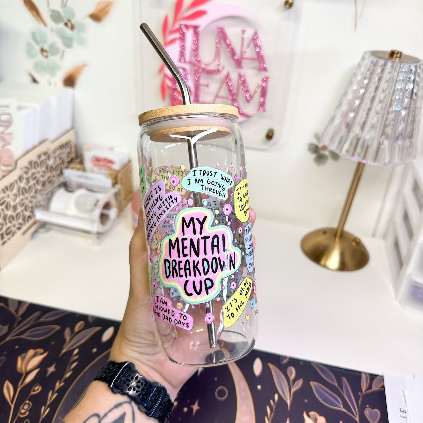 20oz Mental Breakdown Glass Cup