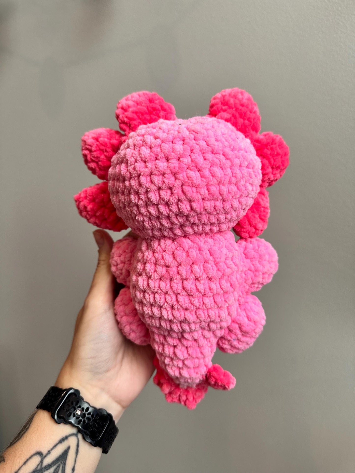 Hand Stitched Pink Axolotl Crochet Plushie