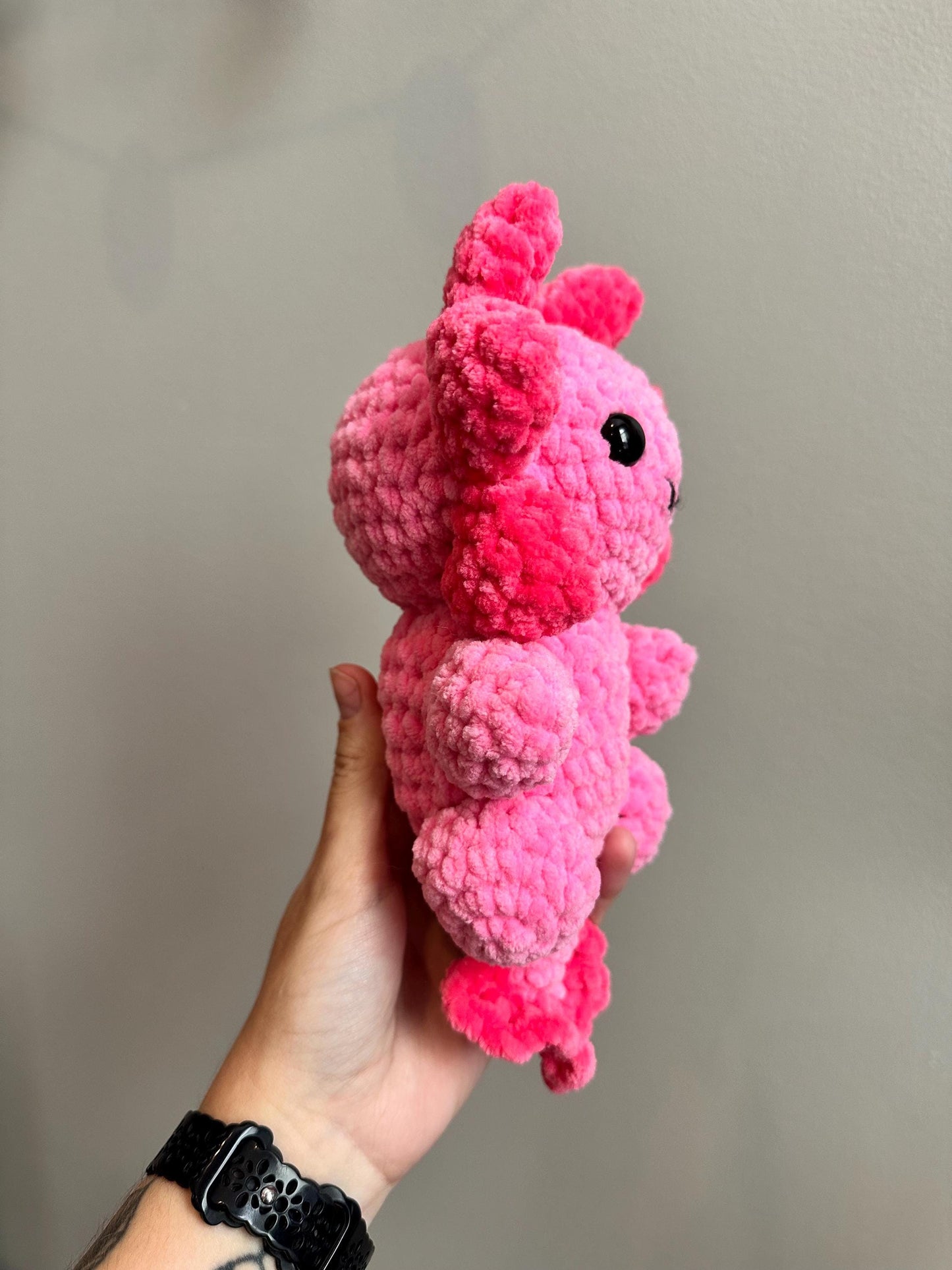 Hand Stitched Pink Axolotl Crochet Plushie