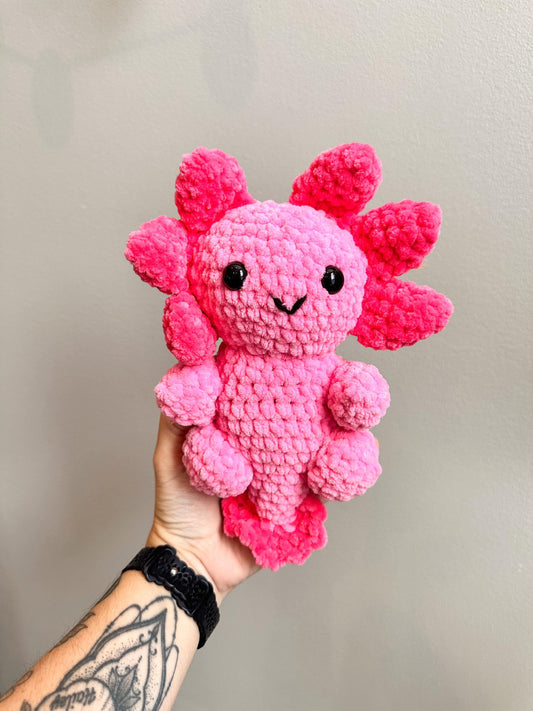 Hand Stitched Pink Axolotl Crochet Plushie